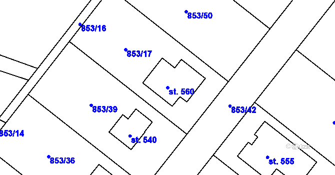 Parcela st. 560 v KÚ Protivanov, Katastrální mapa