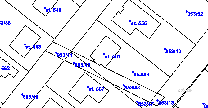 Parcela st. 561 v KÚ Protivanov, Katastrální mapa