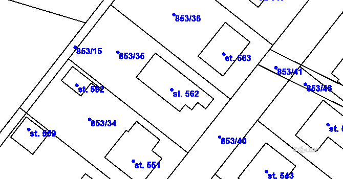 Parcela st. 562 v KÚ Protivanov, Katastrální mapa