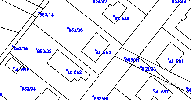 Parcela st. 563 v KÚ Protivanov, Katastrální mapa