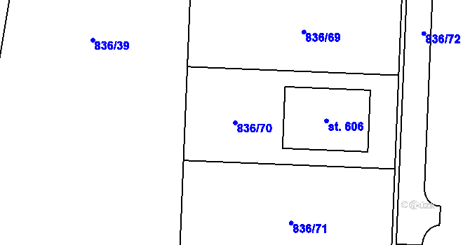 Parcela st. 836/70 v KÚ Protivanov, Katastrální mapa