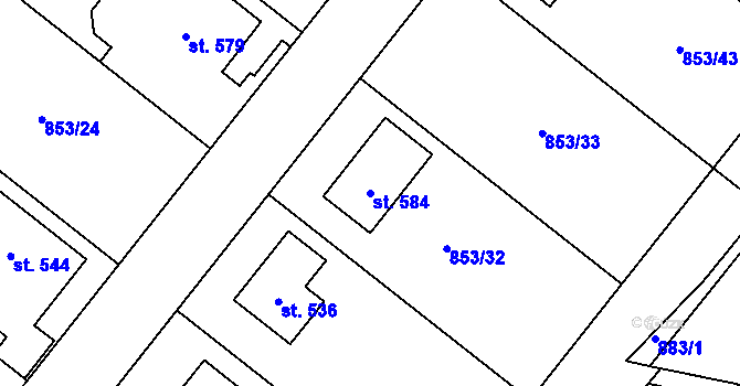 Parcela st. 584 v KÚ Protivanov, Katastrální mapa