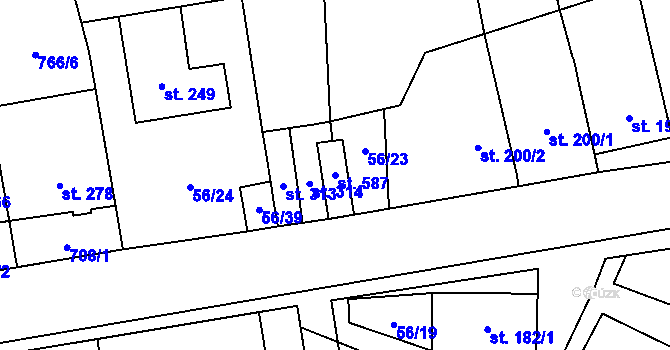 Parcela st. 587 v KÚ Protivanov, Katastrální mapa