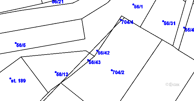 Parcela st. 56/42 v KÚ Protivanov, Katastrální mapa
