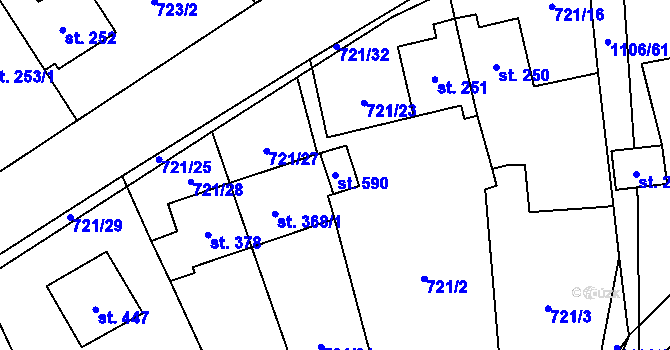 Parcela st. 590 v KÚ Protivanov, Katastrální mapa