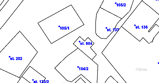 Parcela st. 604 v KÚ Protivanov, Katastrální mapa