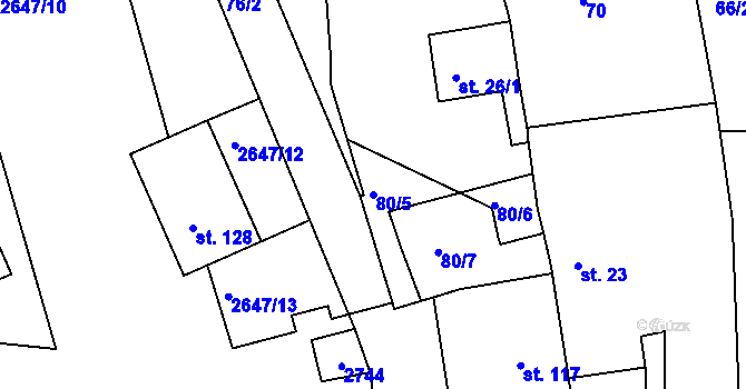 Parcela st. 80/5 v KÚ Protivec u Žlutic, Katastrální mapa