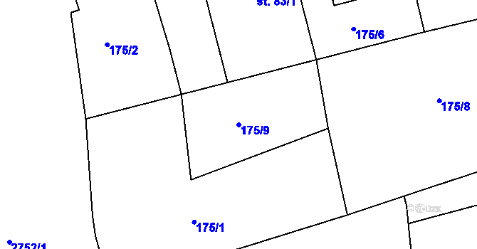 Parcela st. 175/9 v KÚ Protivec u Žlutic, Katastrální mapa