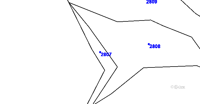 Parcela st. 2807 v KÚ Protivec u Žlutic, Katastrální mapa