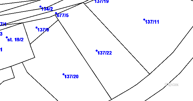 Parcela st. 137/22 v KÚ Milenovice, Katastrální mapa