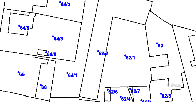 Parcela st. 62/2 v KÚ Protivín, Katastrální mapa