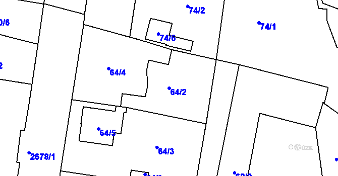Parcela st. 64/2 v KÚ Protivín, Katastrální mapa