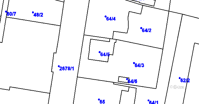 Parcela st. 64/5 v KÚ Protivín, Katastrální mapa