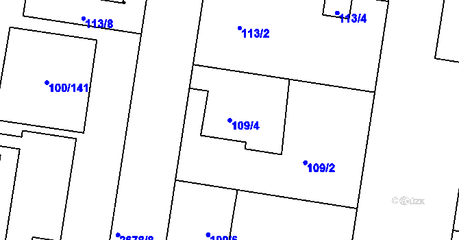 Parcela st. 109/4 v KÚ Protivín, Katastrální mapa