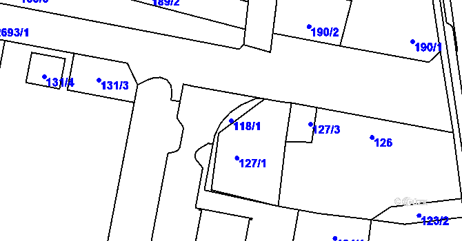 Parcela st. 118/1 v KÚ Protivín, Katastrální mapa