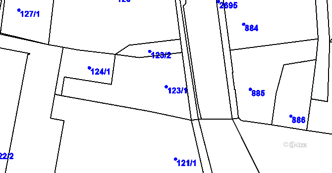 Parcela st. 123/1 v KÚ Protivín, Katastrální mapa