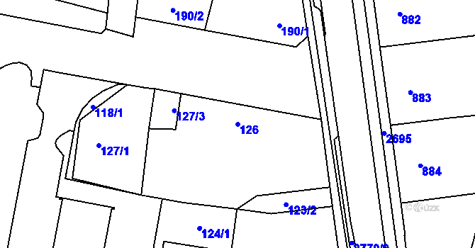 Parcela st. 126 v KÚ Protivín, Katastrální mapa