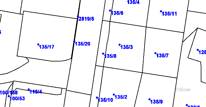 Parcela st. 135/8 v KÚ Protivín, Katastrální mapa