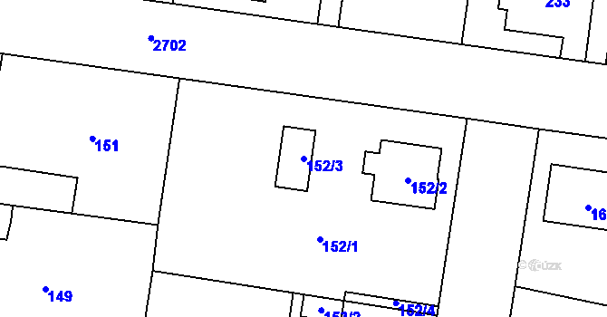 Parcela st. 152/3 v KÚ Protivín, Katastrální mapa