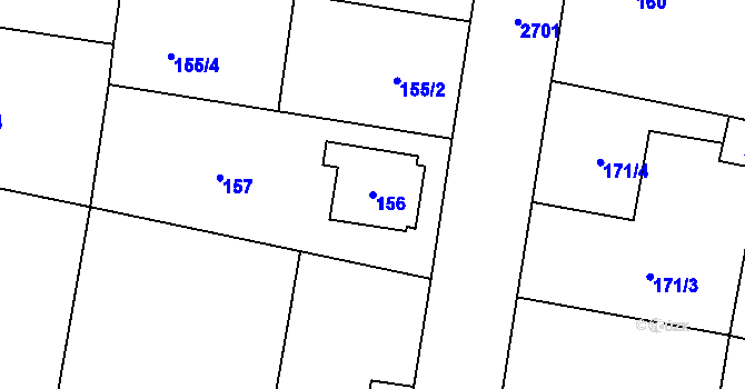 Parcela st. 156 v KÚ Protivín, Katastrální mapa