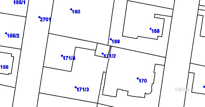 Parcela st. 171/2 v KÚ Protivín, Katastrální mapa