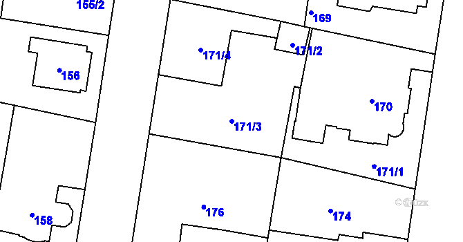 Parcela st. 171/3 v KÚ Protivín, Katastrální mapa