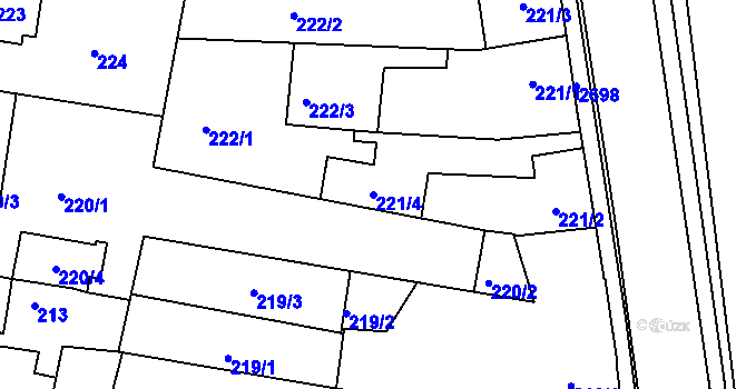 Parcela st. 221/4 v KÚ Protivín, Katastrální mapa