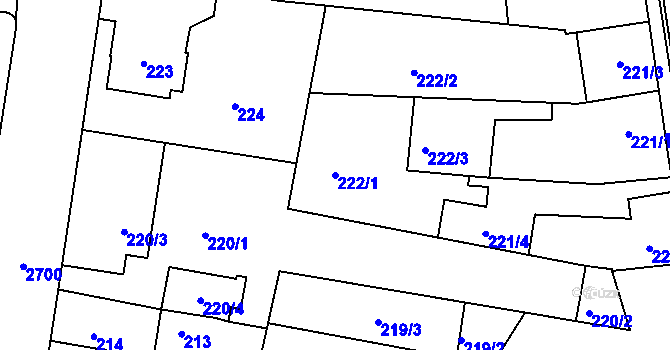 Parcela st. 222/1 v KÚ Protivín, Katastrální mapa