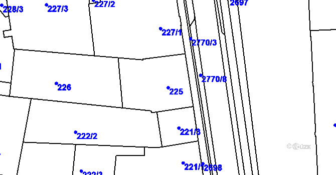 Parcela st. 225 v KÚ Protivín, Katastrální mapa