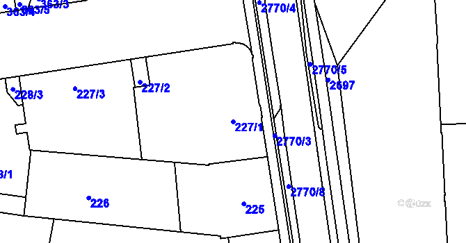 Parcela st. 227/1 v KÚ Protivín, Katastrální mapa