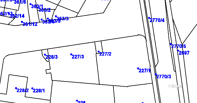 Parcela st. 227/2 v KÚ Protivín, Katastrální mapa