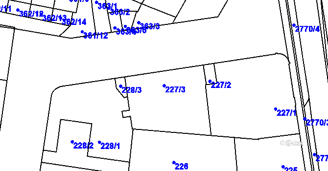 Parcela st. 227/3 v KÚ Protivín, Katastrální mapa