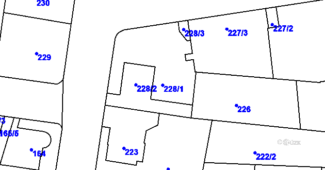 Parcela st. 228/1 v KÚ Protivín, Katastrální mapa