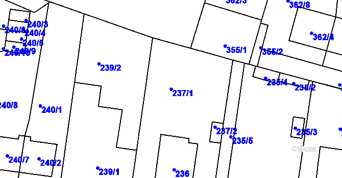 Parcela st. 237/1 v KÚ Protivín, Katastrální mapa