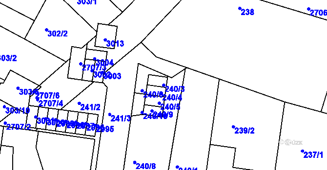 Parcela st. 240/3 v KÚ Protivín, Katastrální mapa