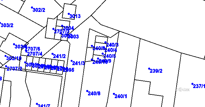 Parcela st. 240/5 v KÚ Protivín, Katastrální mapa