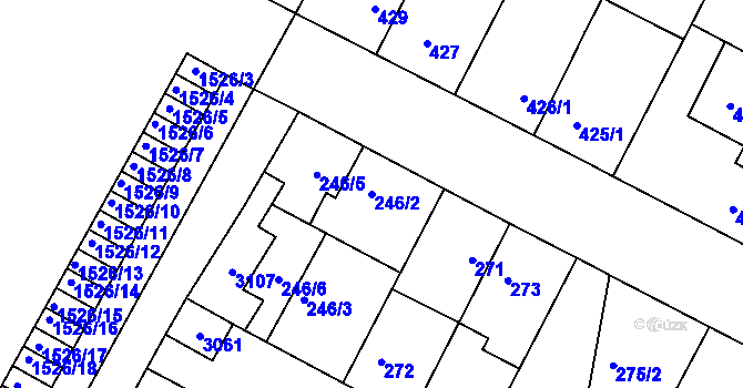 Parcela st. 246/2 v KÚ Protivín, Katastrální mapa