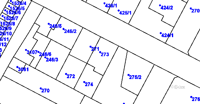 Parcela st. 273 v KÚ Protivín, Katastrální mapa