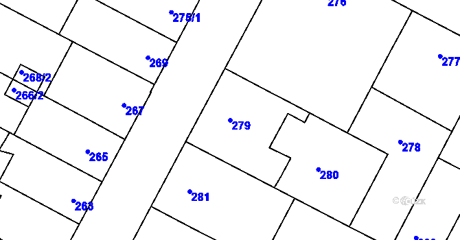 Parcela st. 279 v KÚ Protivín, Katastrální mapa