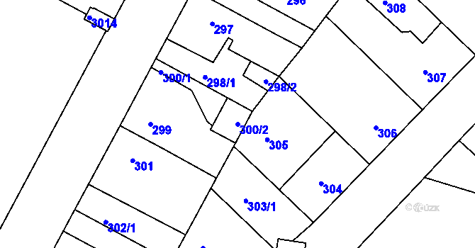 Parcela st. 300/2 v KÚ Protivín, Katastrální mapa