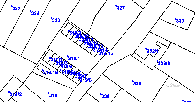 Parcela st. 319/15 v KÚ Protivín, Katastrální mapa
