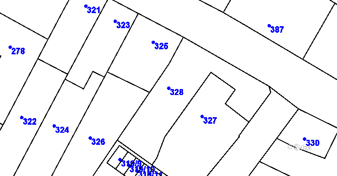 Parcela st. 328 v KÚ Protivín, Katastrální mapa