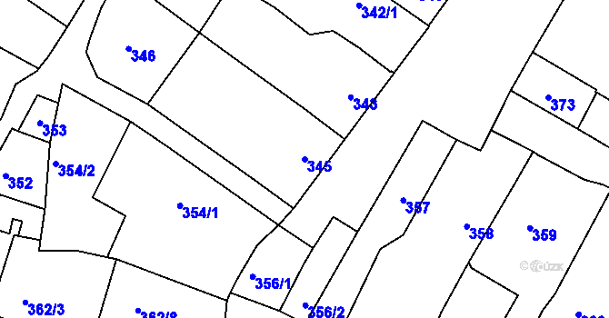 Parcela st. 345 v KÚ Protivín, Katastrální mapa