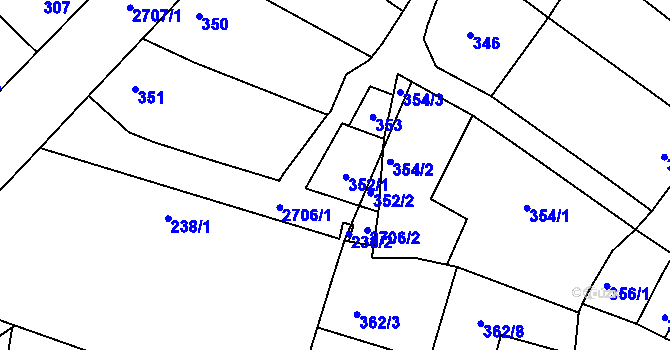 Parcela st. 352 v KÚ Protivín, Katastrální mapa