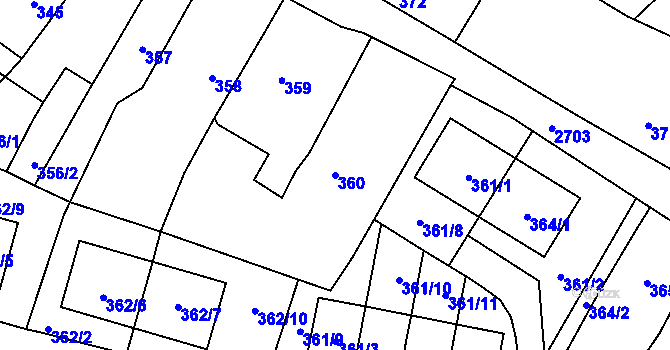 Parcela st. 360 v KÚ Protivín, Katastrální mapa