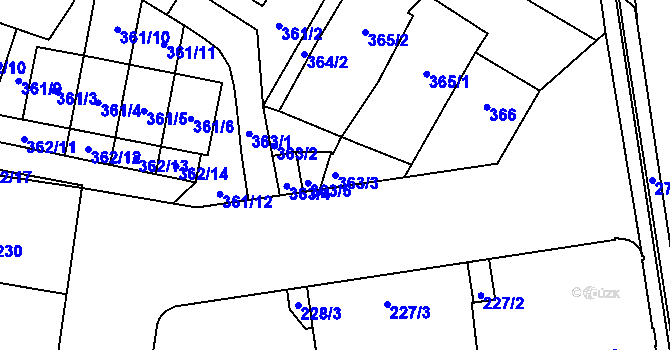 Parcela st. 363/3 v KÚ Protivín, Katastrální mapa