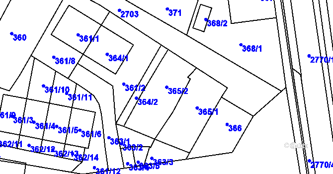 Parcela st. 365/2 v KÚ Protivín, Katastrální mapa