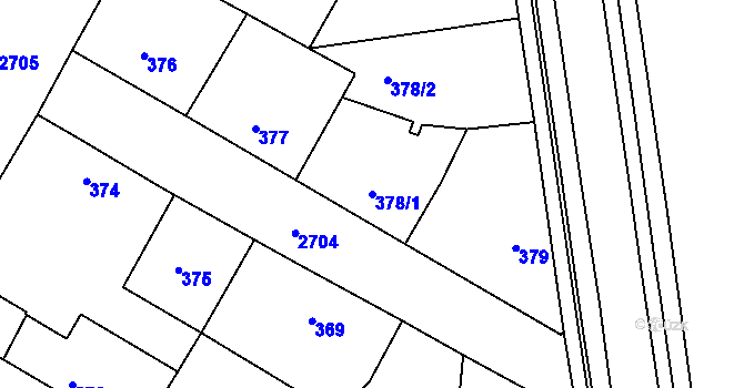 Parcela st. 378/1 v KÚ Protivín, Katastrální mapa