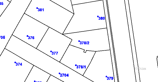 Parcela st. 378/2 v KÚ Protivín, Katastrální mapa