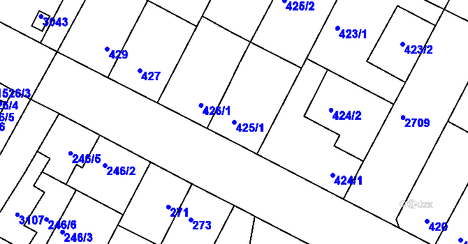 Parcela st. 425/1 v KÚ Protivín, Katastrální mapa